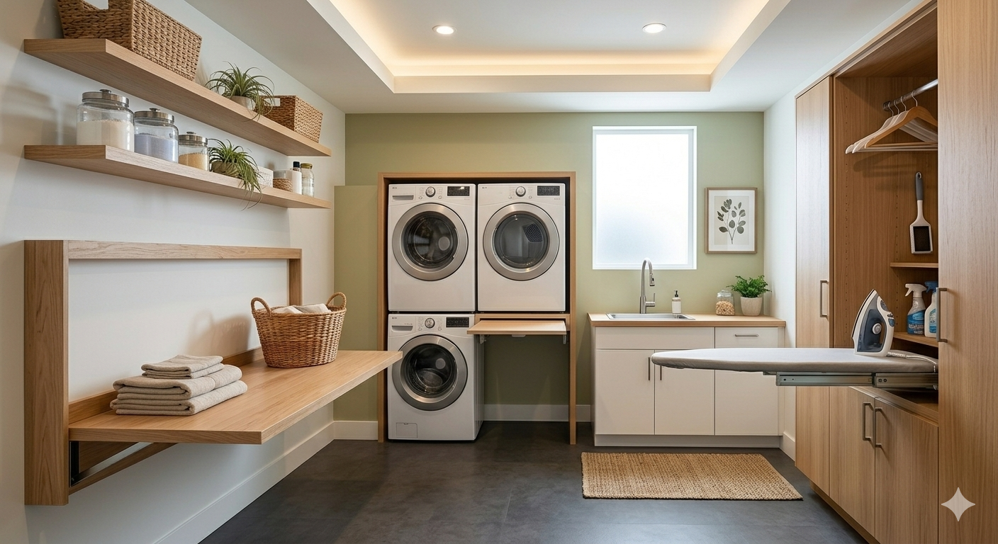 Modern bright room with vinyl flooring